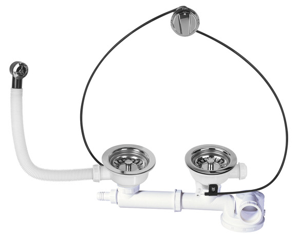 Vidage à commande automatique pour évier en résine 2 bacs Ø 90 mm - Wirquin - Brico Dépôt