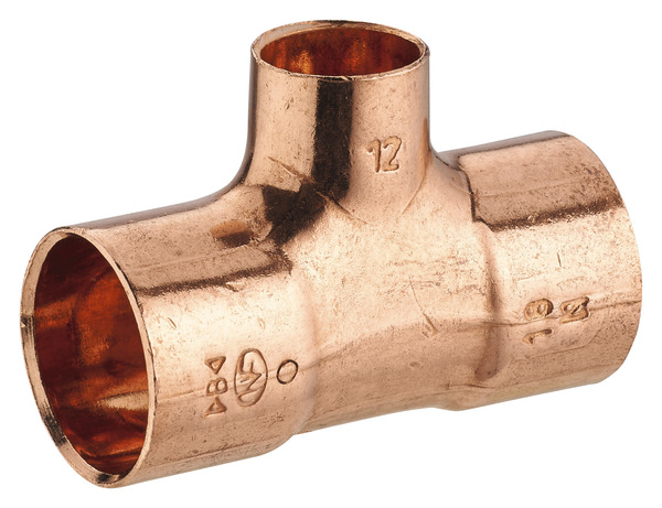 2 tés à souder réduits pour tube cuivre Ø 12 et 14 mm avec embout F - Noyon & Thiebault - Brico Dépôt