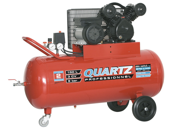 Compresseur 150 L bicylindre100% fonte - Quartz - Brico Dépôt