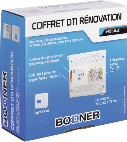 Coffret de communication avec un DTI RJ45 6 départs 190x180x72 mm - Brico Dépôt