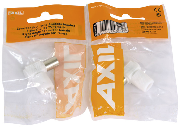 Fiche TV coudée femelle pour branchement câble coaxial sur récepteur/antenne TNT Ø 9,52 mm - Brico Dépôt