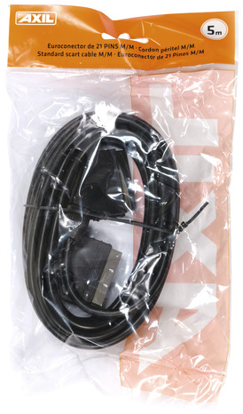 Cordon péritel mâle/mâle noir L. 5 m - Brico Dépôt