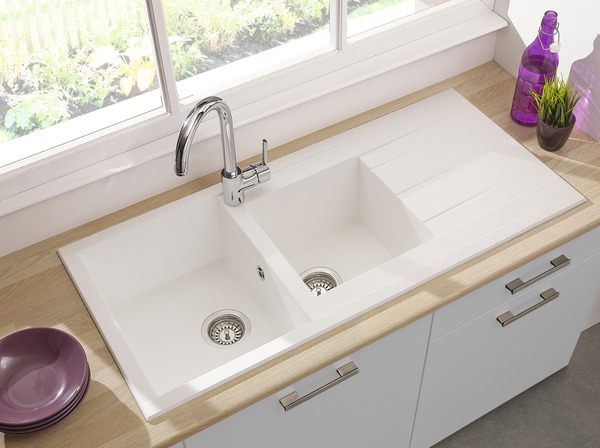 Évier résine blanche "ising" - 2 cuves - Cooke and Lewis - Brico Dépôt