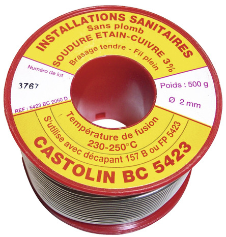 Fil plein BC 5423 pour réaliser les installations sanitaires Ø 2 mm 500 gr - Castolin - Brico Dépôt