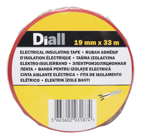 Ruban adhésif isolant 19mm x 33m rouge - Diall - Brico Dépôt