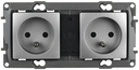Prise double avec terre argent - Legrand