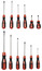 Jeu de 12 tournevis en acier noir et rouge